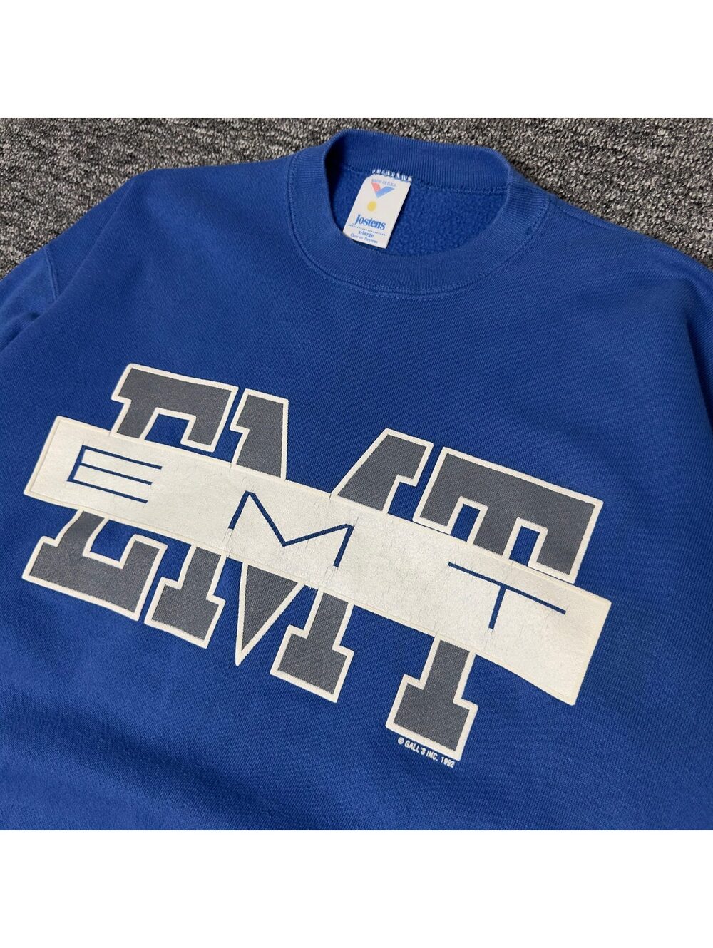 Vintage 1992 EMT Jostens Crewneck Sweatshirt XL Blue